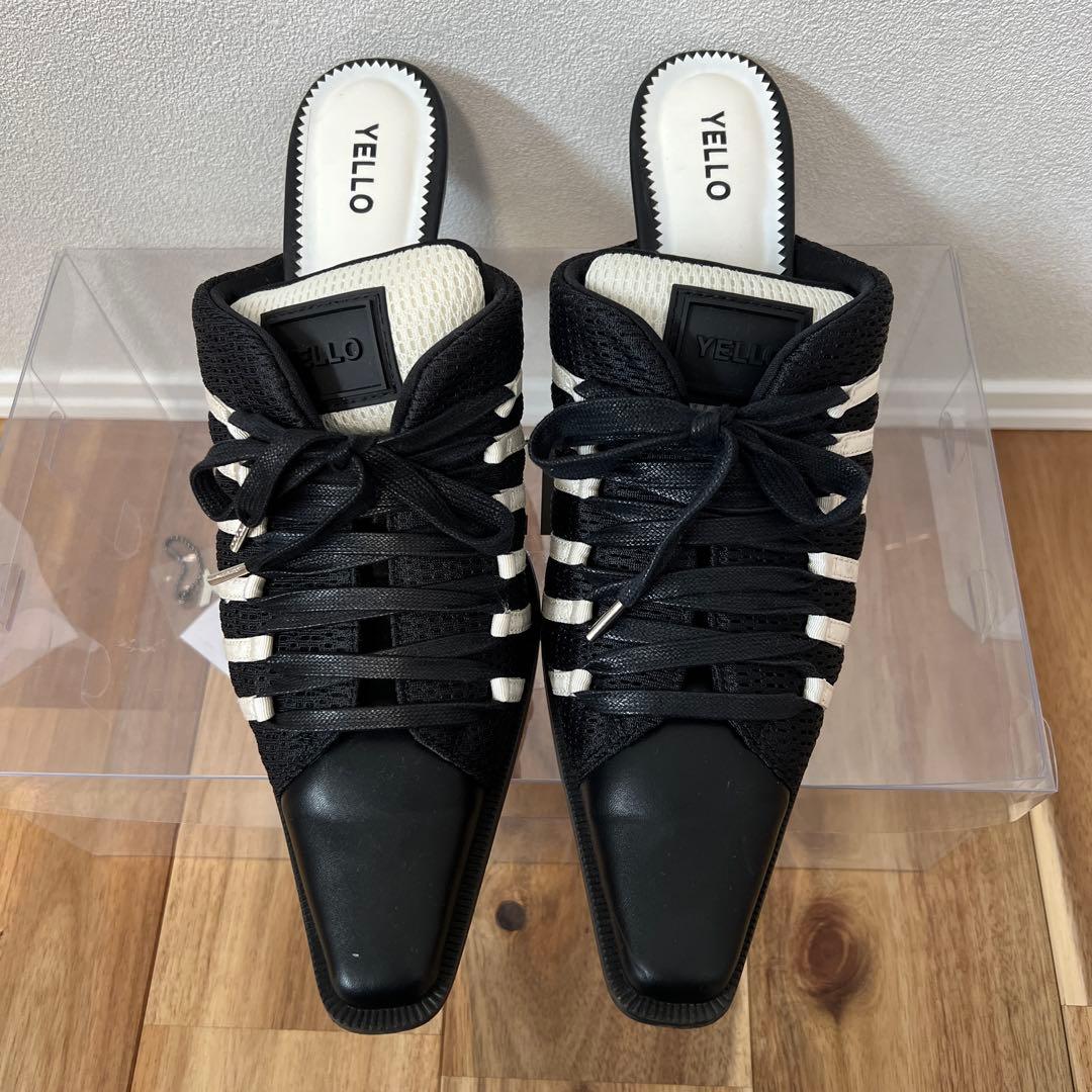 【超美品】YELLO ミュール　モノクロ　スニーカーミュール　2XL 26.5