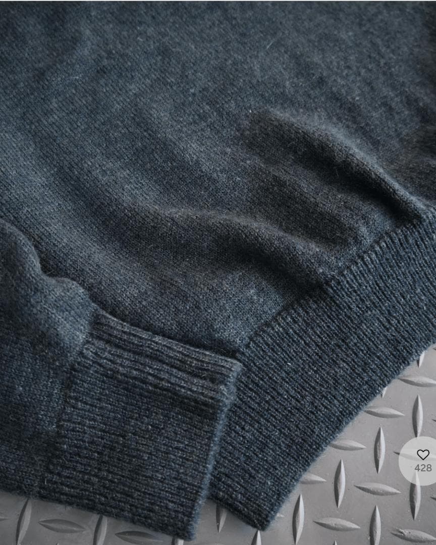 L2143　ウールブレンドヘンリーネックニット　L（blue）地底人ONLINE