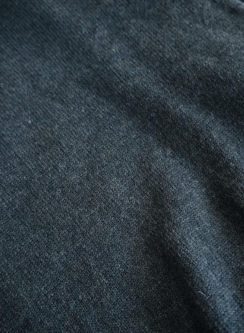 L2143　ウールブレンドヘンリーネックニット　L（blue）地底人ONLINE