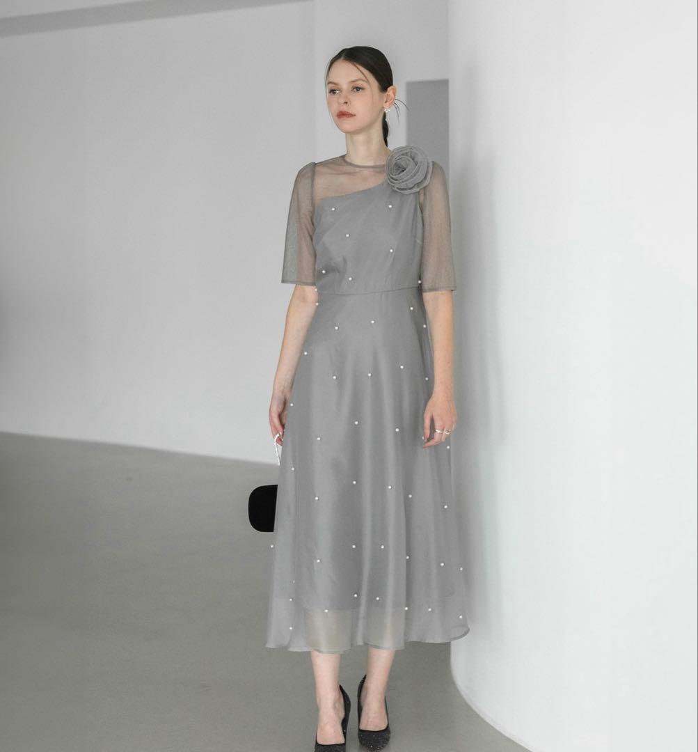 leja オケージョンドレス　グレー　ブルー　水色　パール