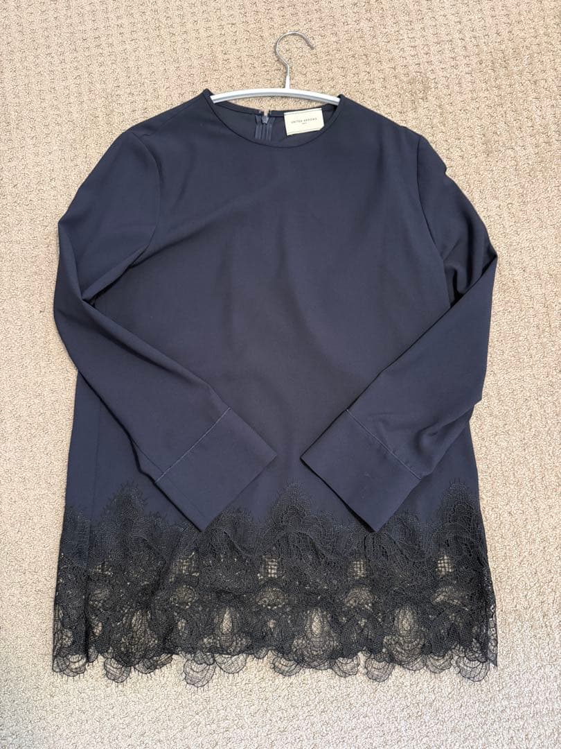 ユナイテッドアローズ　ブラウス　ネイビー　レース