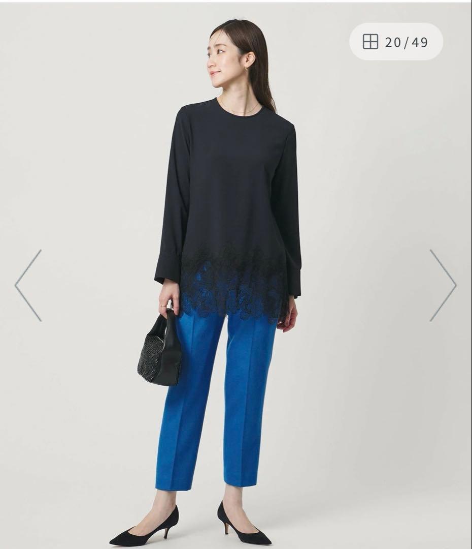 ユナイテッドアローズ　ブラウス　ネイビー　レース