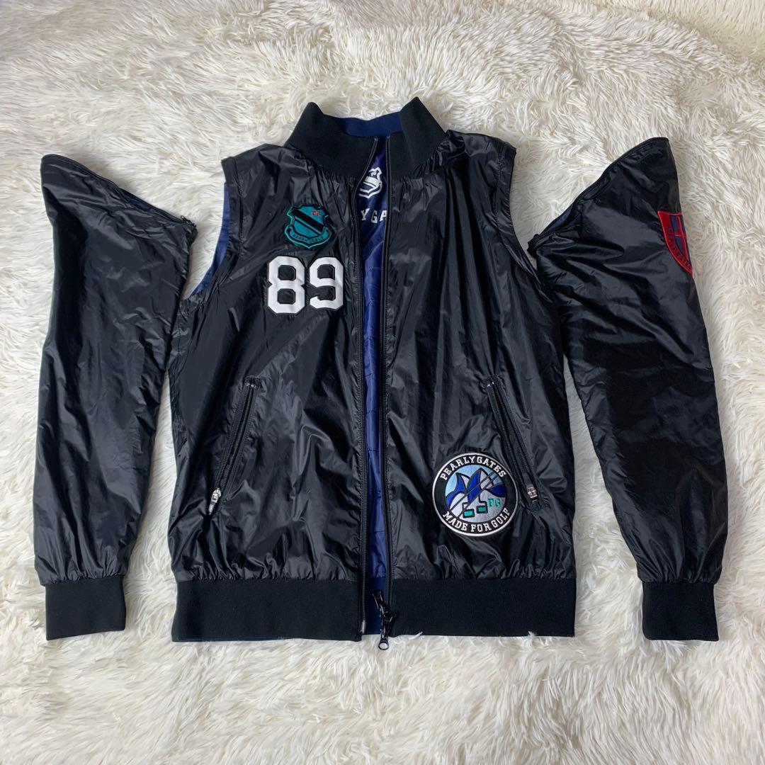 パーリーゲイツ 4WAY リバーシブル ジャケット 黒 ネイビー サイズ2