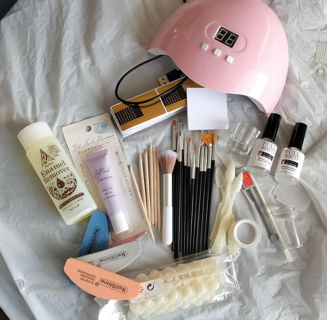 【100点超】セルフネイル フルセット/ジェル35色・バッグ・ライト付