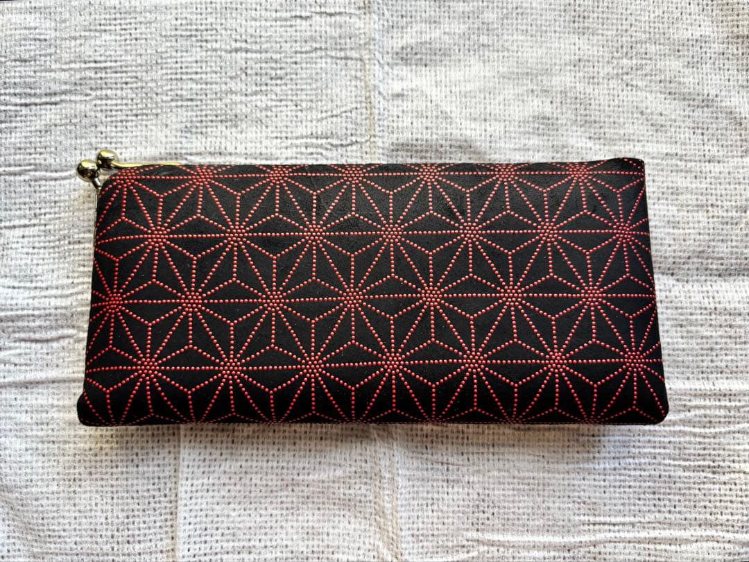 印伝 メガネケース 黒地に赤星模様　未使用　20年くらい前の物です。