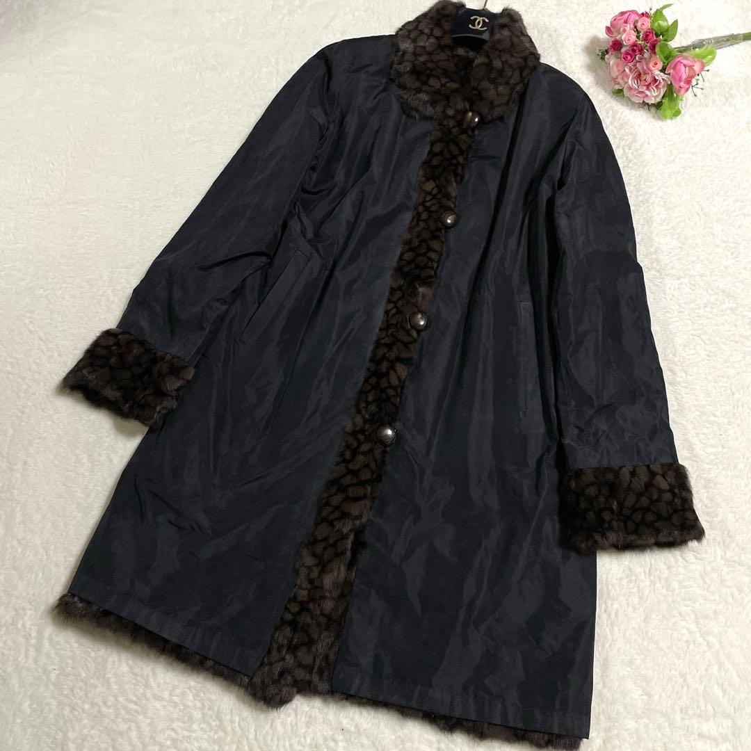 着丈約100cm ロシアリス リバーシブル ファーコート ロング なめし柔らか