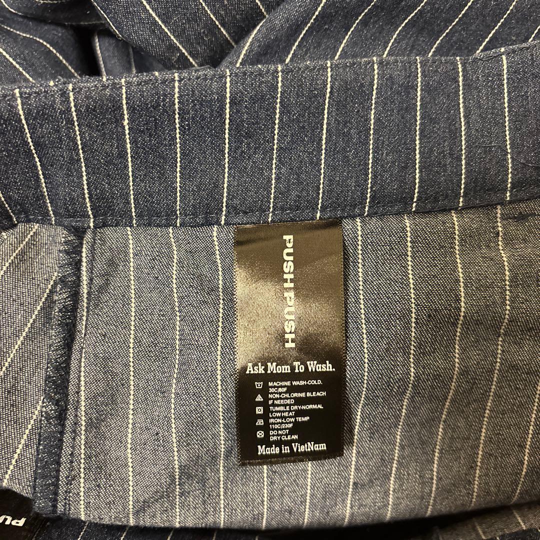 PUSHPUSHストライプワイドスラックス