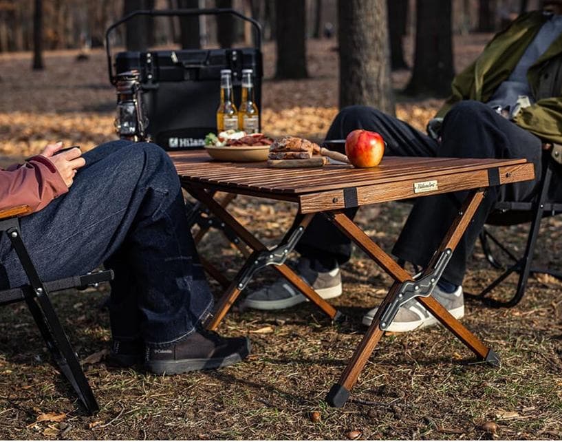 ハイランダーウッドロールトップテーブルLIGHT 90 ダークブラウン/ゴールド