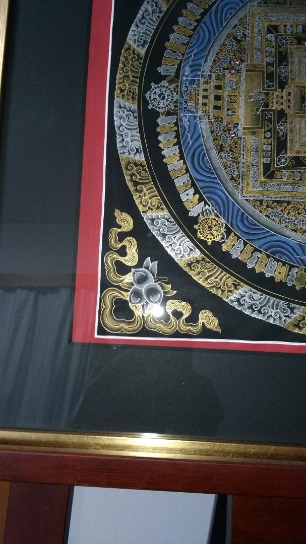 値下げ　手画き種字曼陀羅　青　チベット