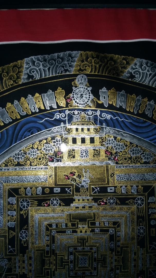 値下げ　手画き種字曼陀羅　青　チベット