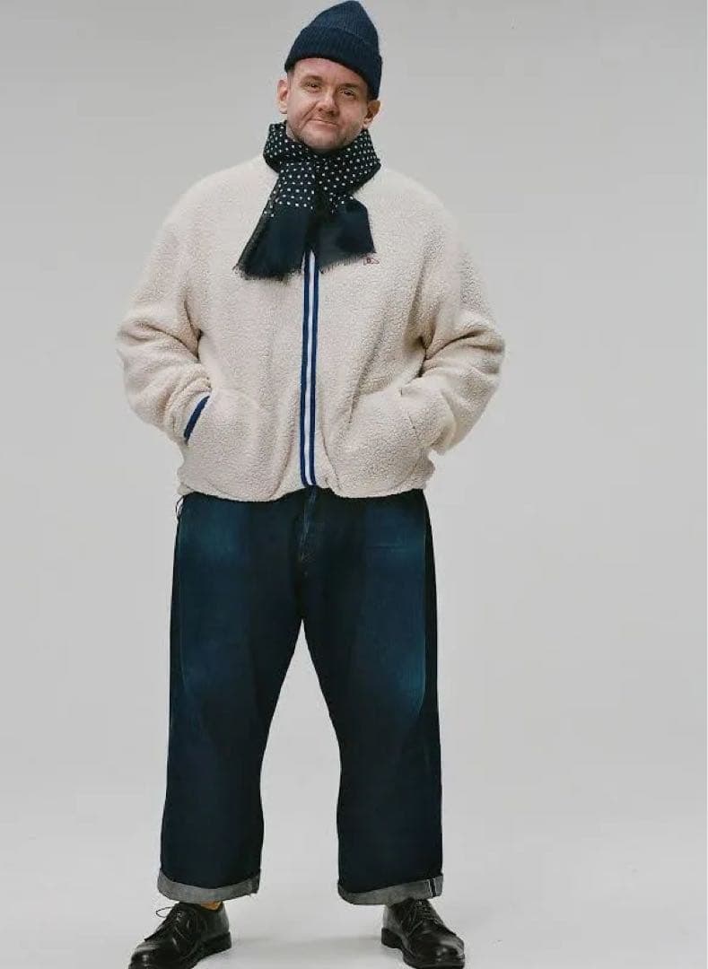 ドレイクス　ネイビー ドット柄 ストール