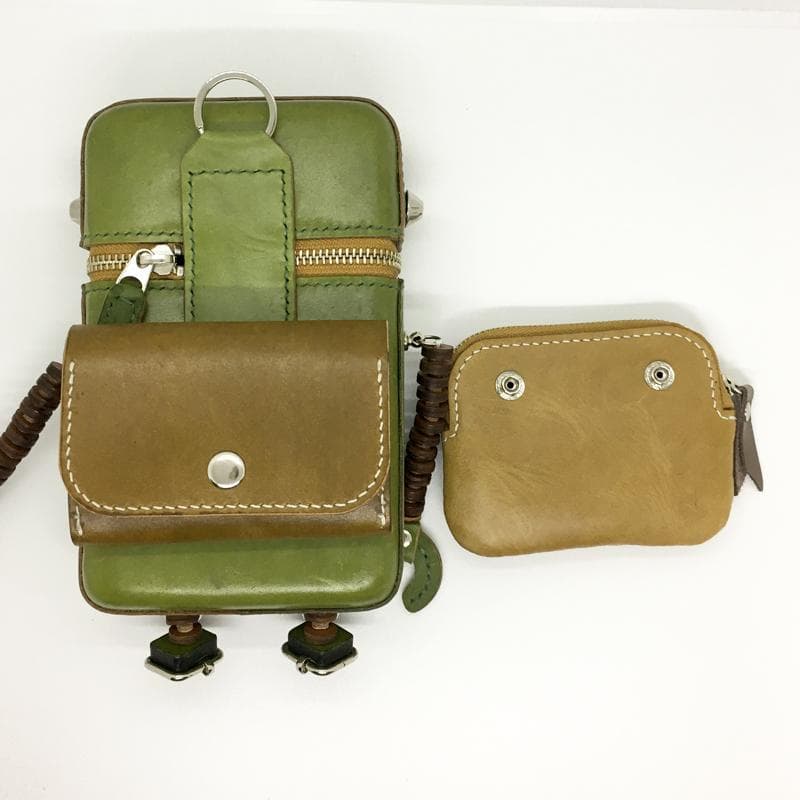 【本革】スマホショルダーバッグ レザーポーチ ウォレット お財布 ハンドメイド
