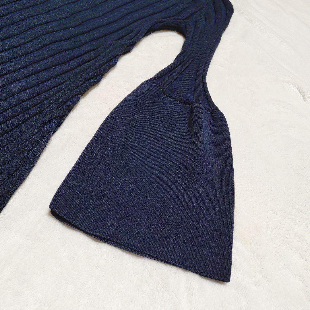 ✨極美品✨anuans ベルスリーブリブワンピース ネイビー ニット