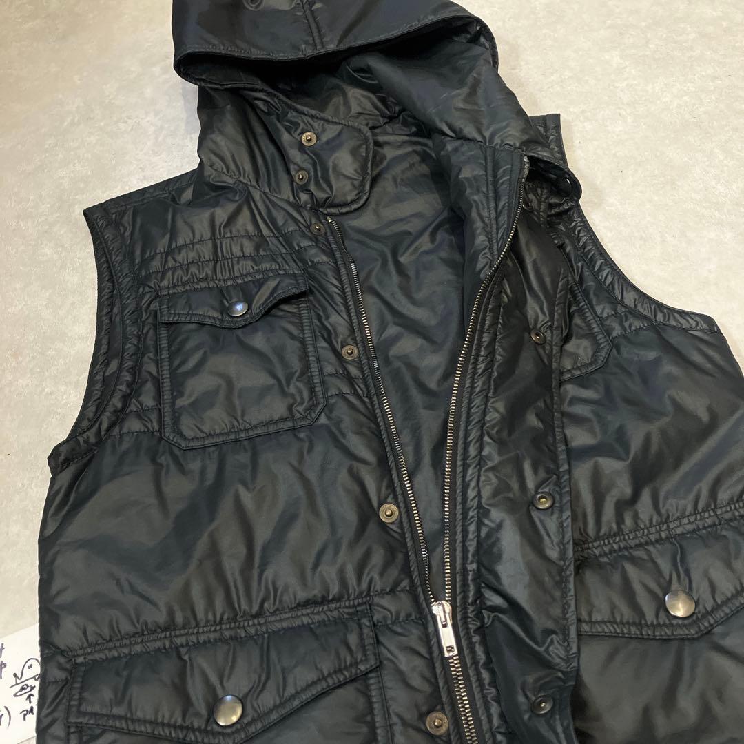 D&G、ロゴプレート、中綿ベスト、46サイズ、ブラック