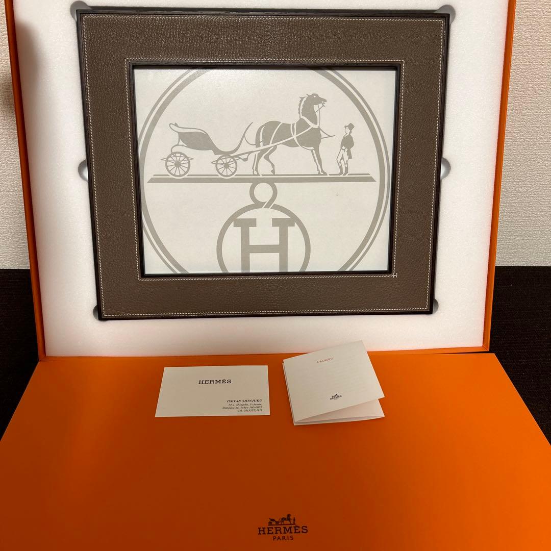 エルメス　フォトフレーム　プレイヤード　GM マホガニー　ベージュ　写真立て