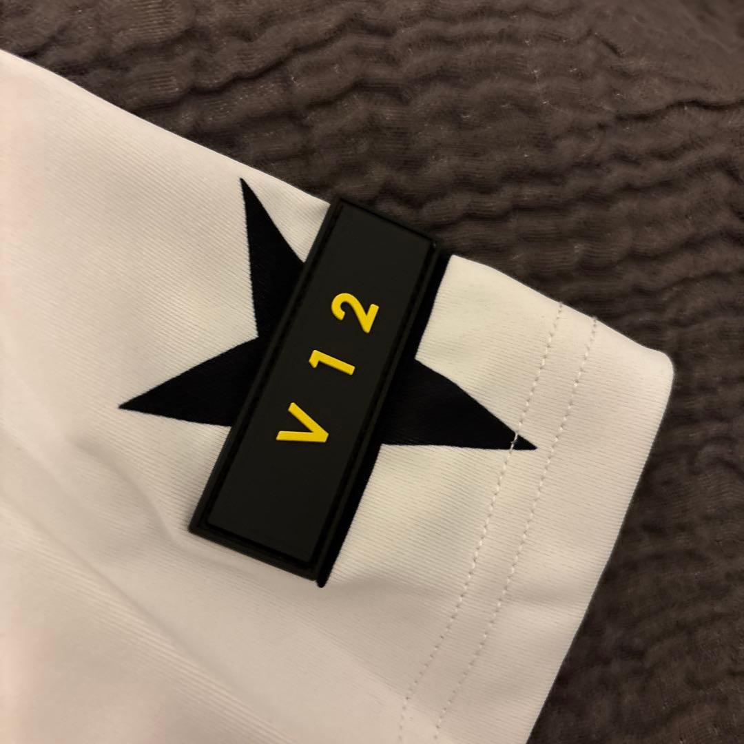 V12 星柄 半袖ポロシャツ ホワイト ゴルフウェア