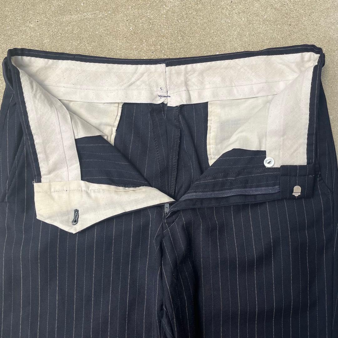 70s ロケットTALON ストライプ スラックス フレア ネイビー