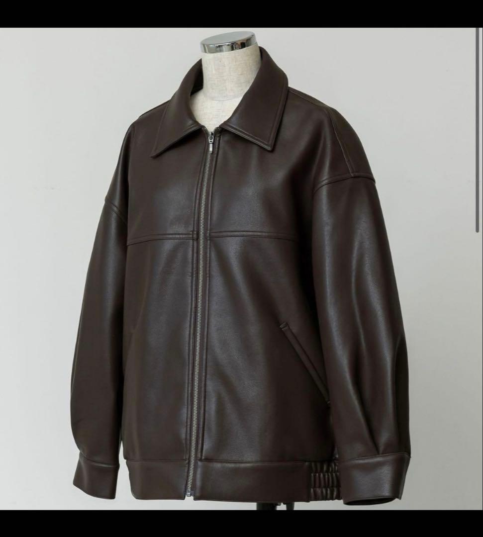 crewre フェイクレザージップブルゾン ブラウン サイズ2