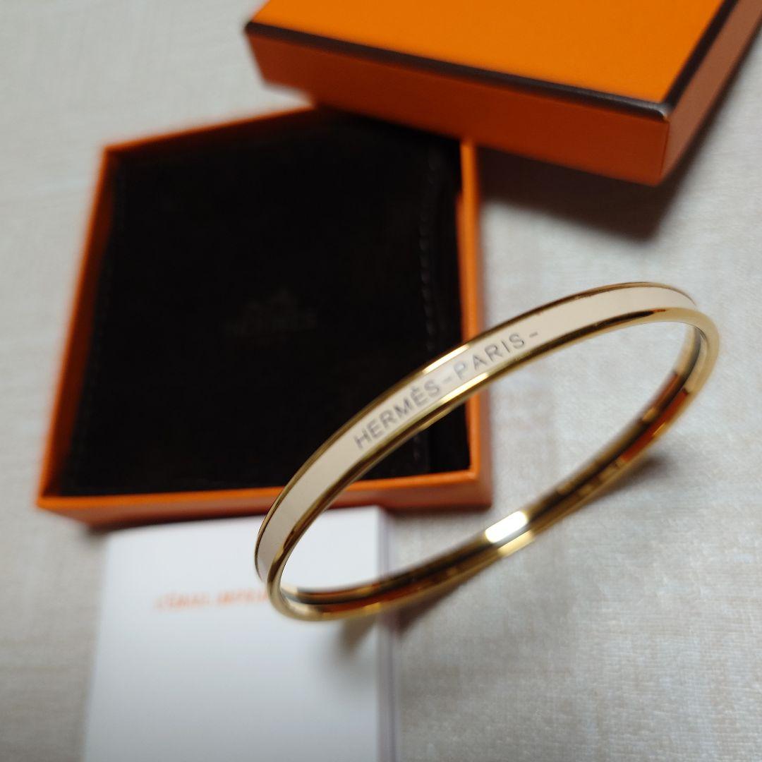 HERMES　バングル　ユニ　ゴールド　美品　70 21㌢ クリーム色？