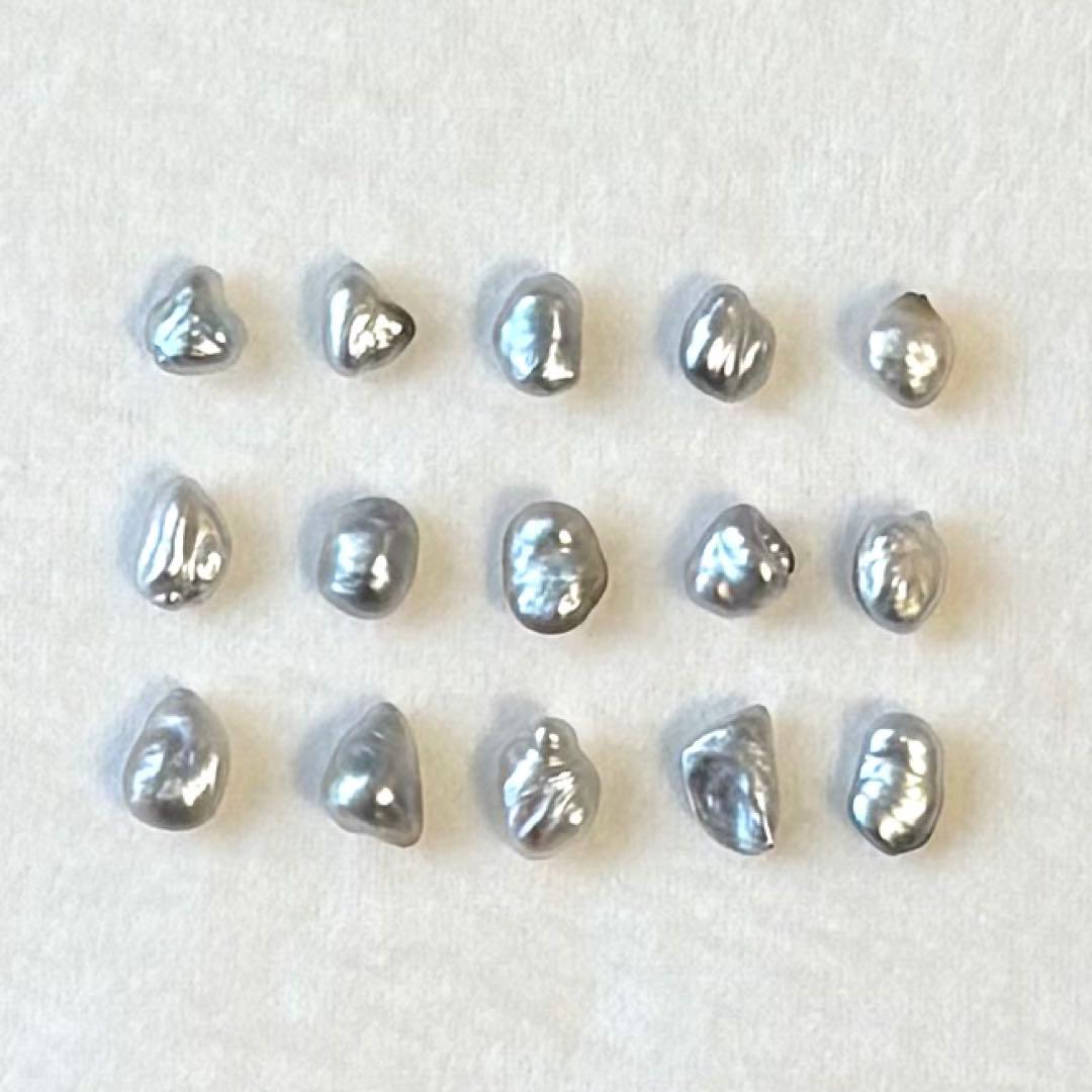 パール　ルース　南洋真珠　黒蝶ケシ　６mm 変形フラット １５pcs