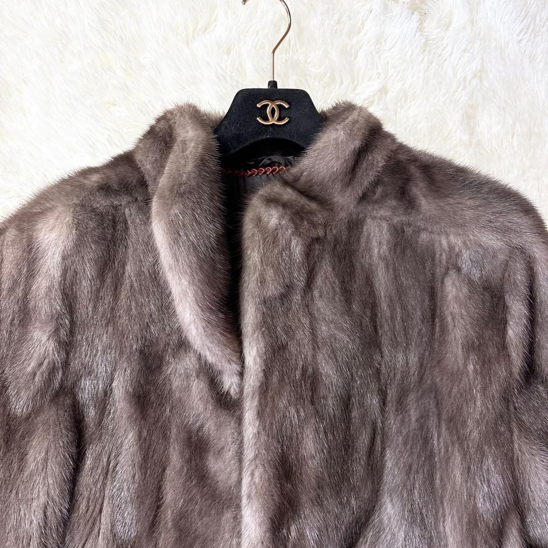 ☆美品☆アメリカンレジェンド ブルーアイリスミンク 毛皮 リアルファー 裏地花柄