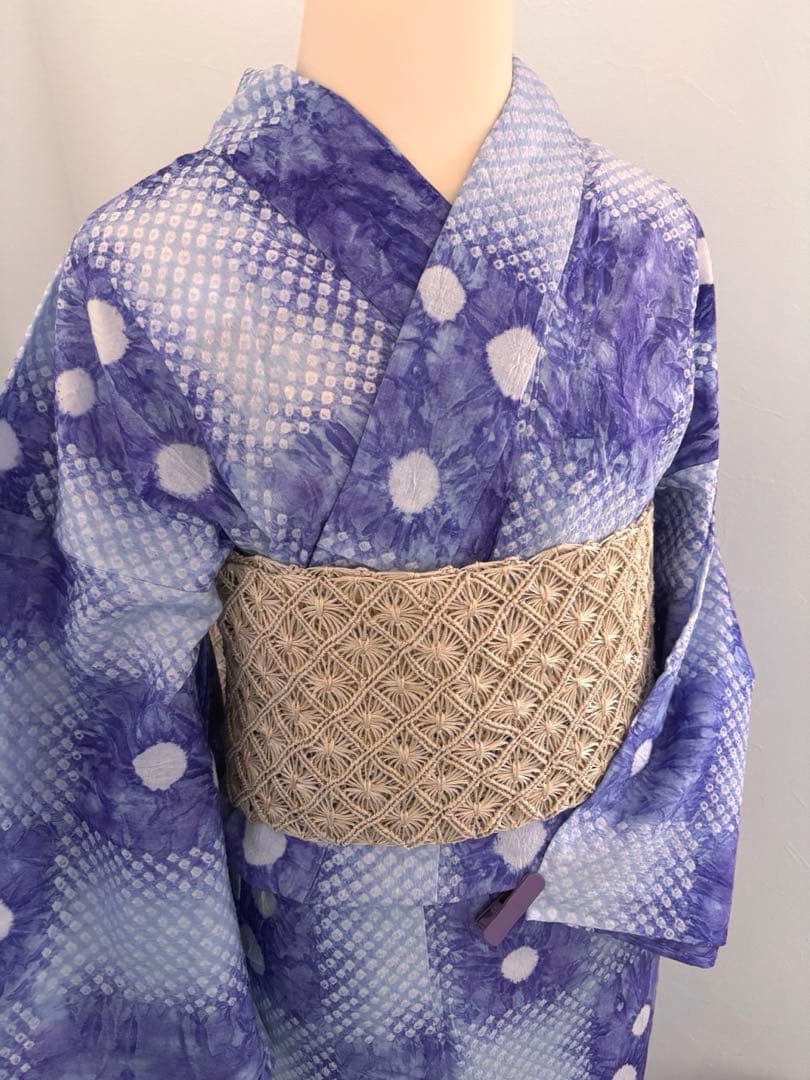 未使用　絞りの浴衣　紫　トールサイズ
