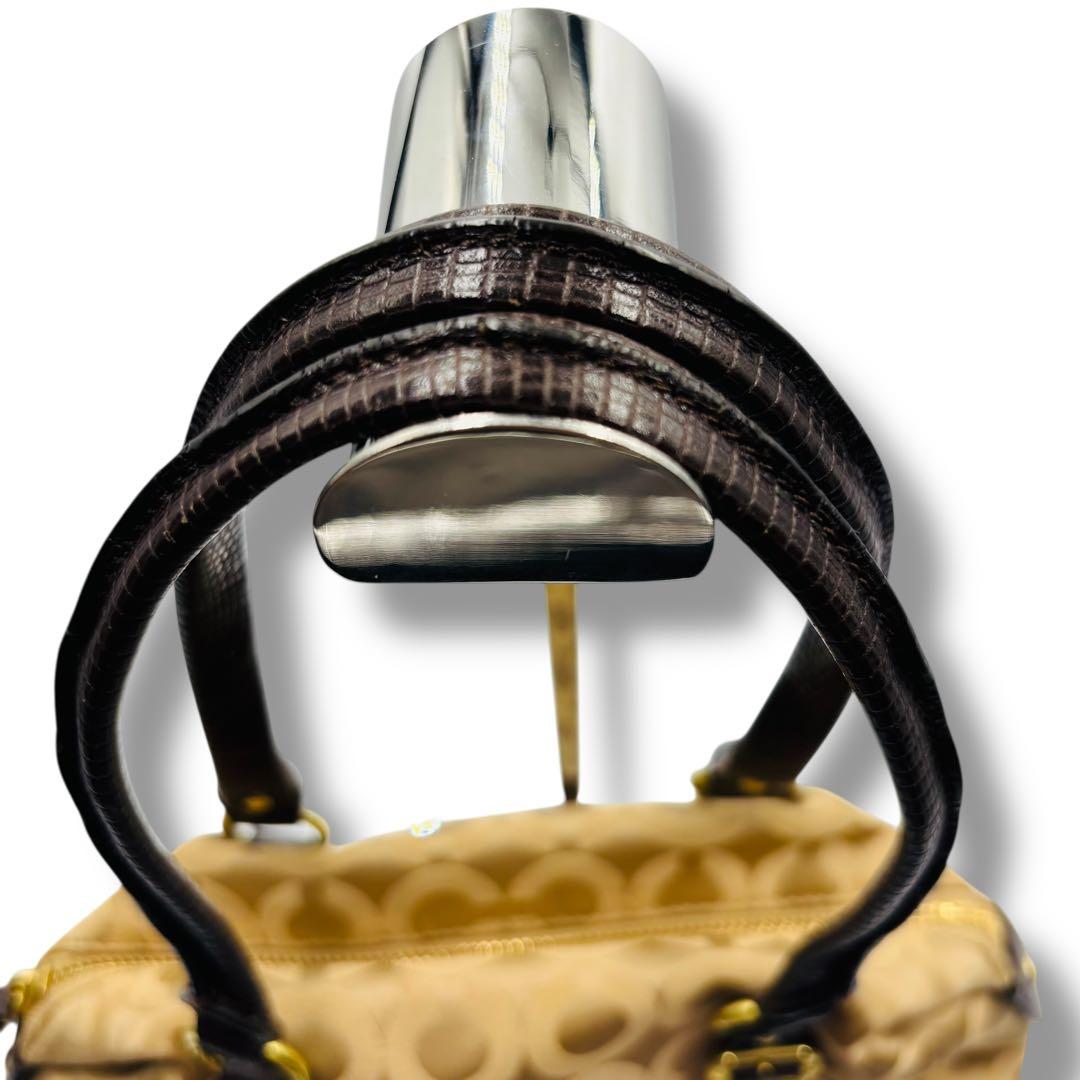 COACH コーチ ハンドバッグ シグネチャー キャンバス レザー 保存袋付