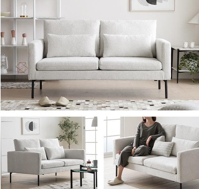 2人掛けソファー コンパクト　ファブリックソファー 布張り 洗える カバーリング