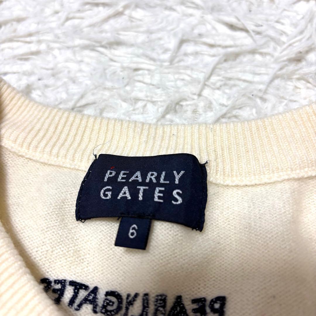 パーリーゲイツ ニットセーター カシミヤ混 ホワイト 星 ビックロゴ