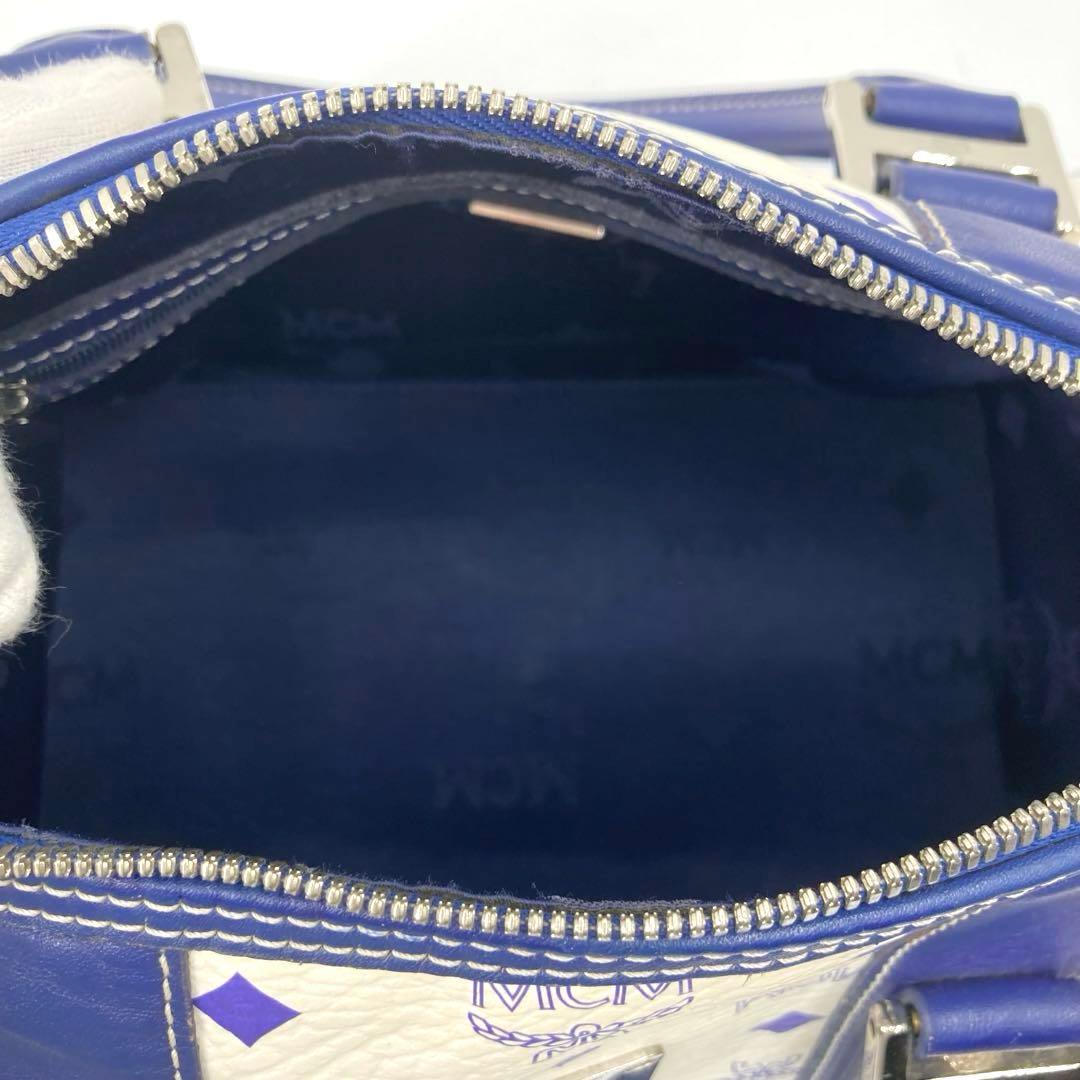 美品✨MCM エムシーエム ヴィセトス 2way ミニボストン ネイビー 白