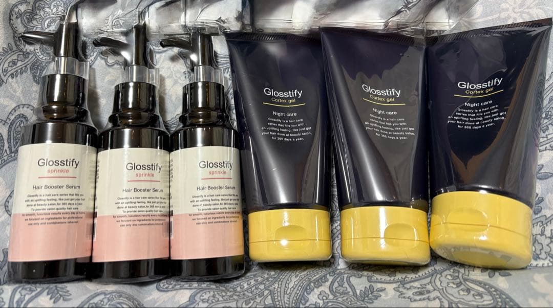 Glosstify ヘアージェルトリートメント、ヘアーブースターセラム