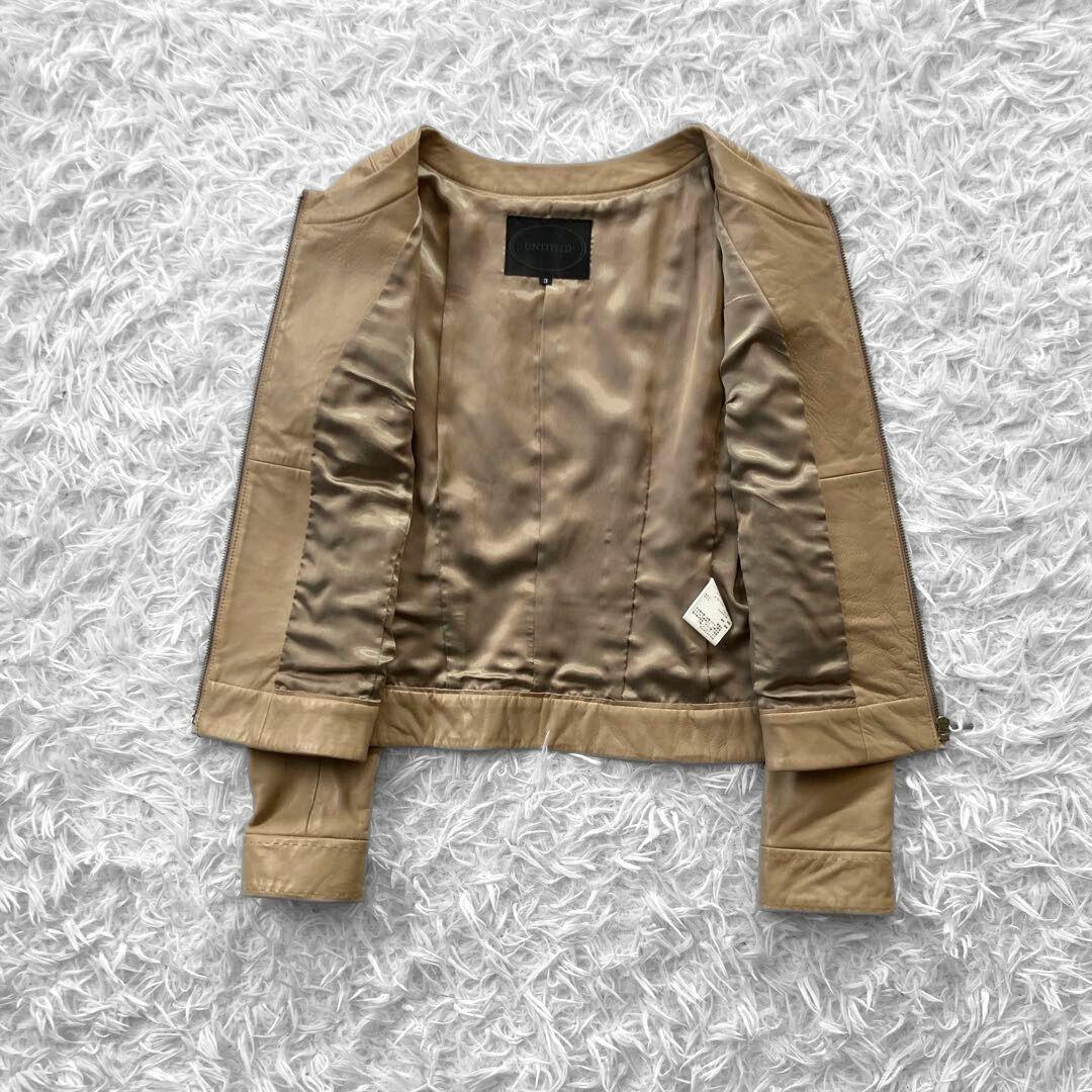 ちか様 UNTITLED ラム レザー ノーカラー ジャケット L ベージュ