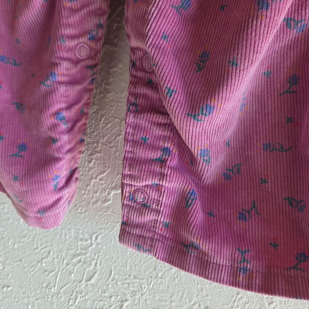 OshKosh☆ 花柄コーデュロイオーバーオール 18М　80年代　USA製　紫