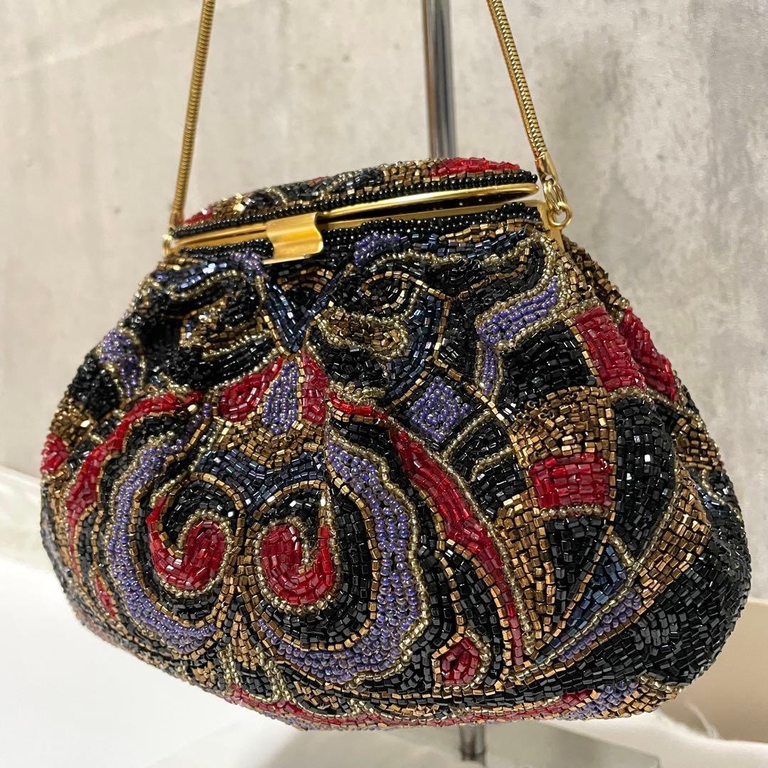 美品 LUMYはしもと パーティバッグ ビーズバッグ 皇室御用達 モルティ 装飾