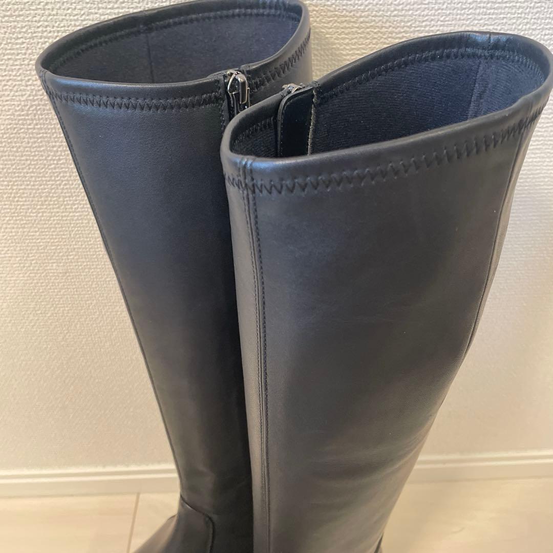 【未使用】銀座かねまつ　ロングブーツ　ブラック　24cm 晴雨兼用