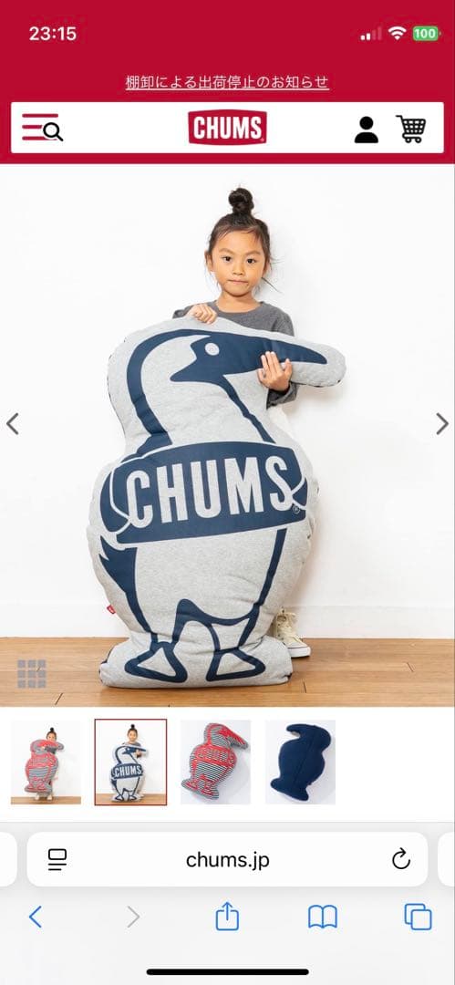 チャムス、ブービーバード、ビッグクッション