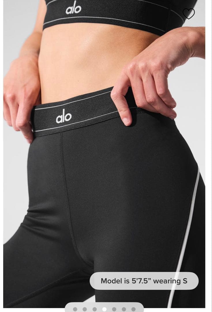 alo ブラックレギンス サイドストライプ