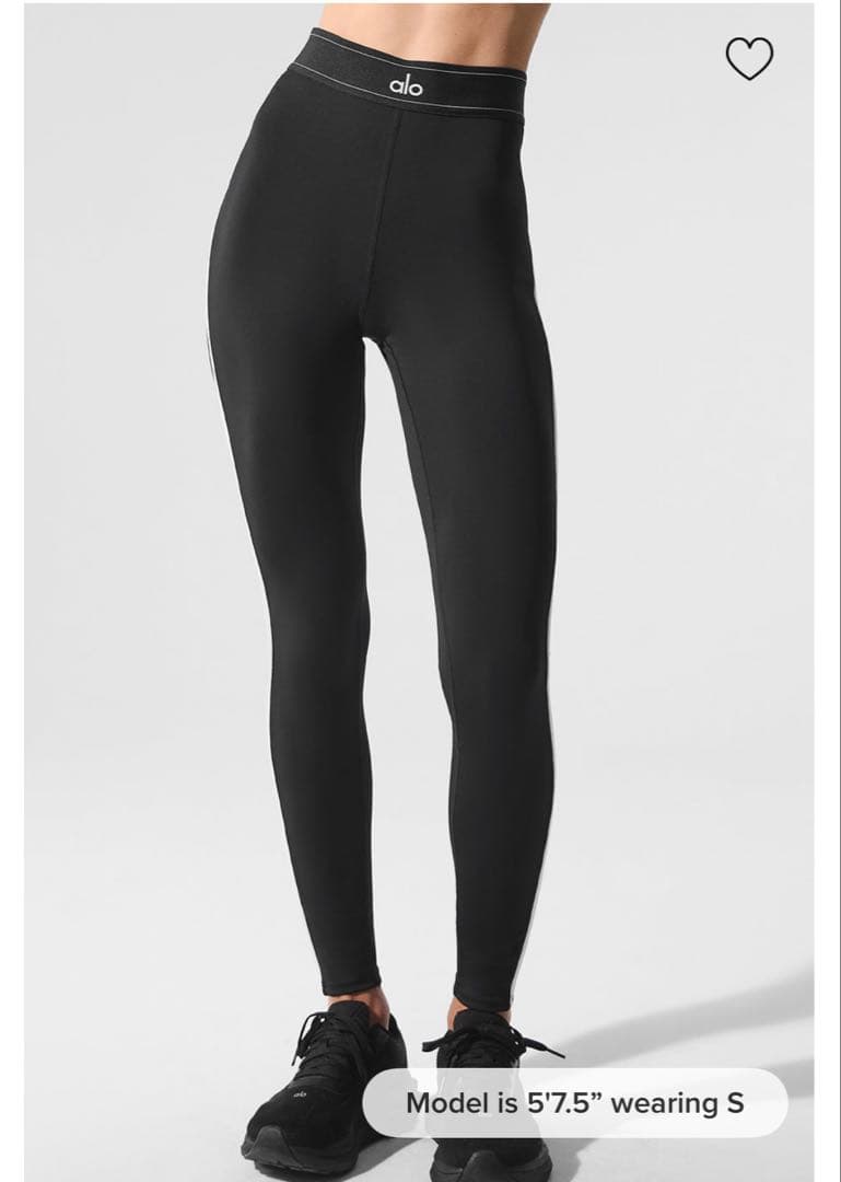 alo ブラックレギンス サイドストライプ