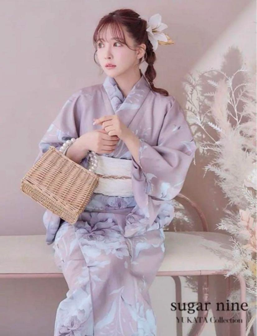 匿名配送 sugar 三上悠亜 くすみピンク牡丹 浴衣【4点セット】