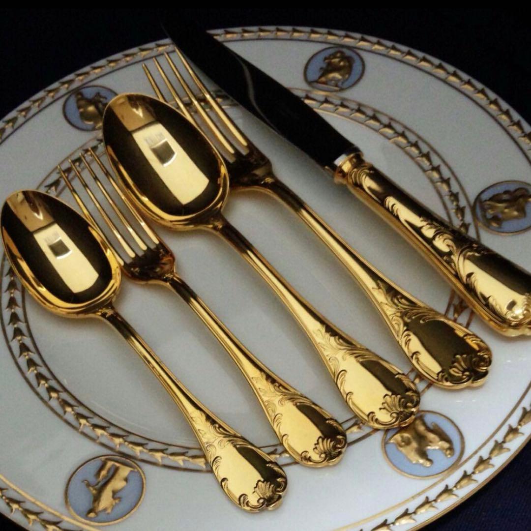 貴重　クリストフル　マルリーゴールド ／ ディナー&デザートセット　カトラリー
