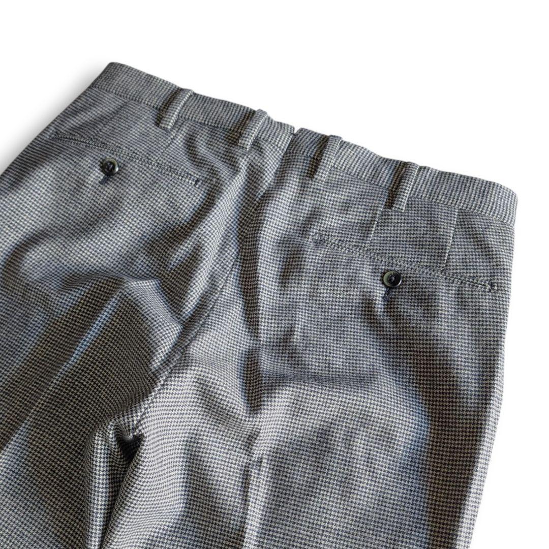 美品 PT01 千鳥格子 ストレッチ 秋冬ウール スラックス 48 ネイビー