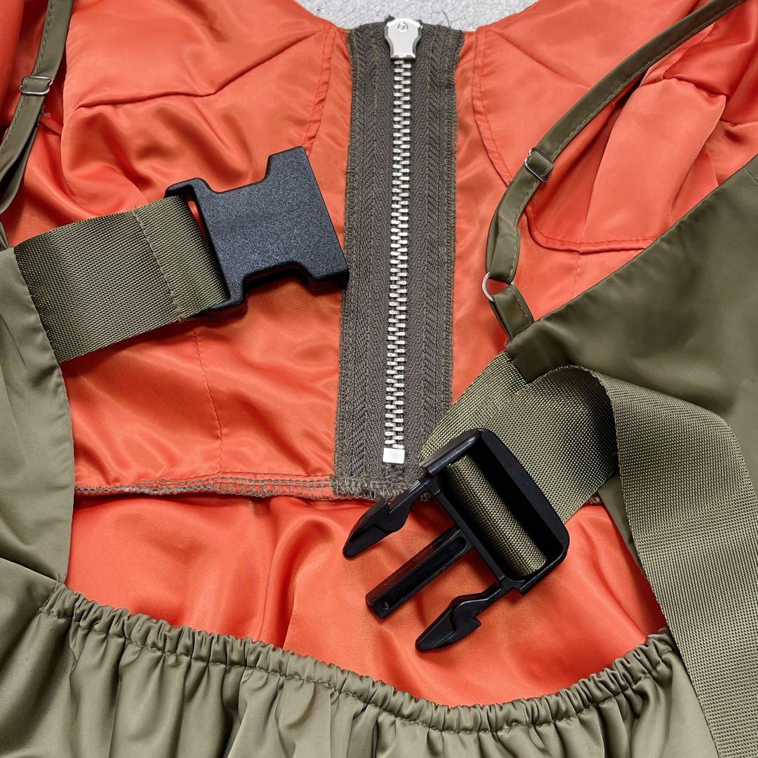 ポピー ミリタリーフレアチュニック F ハーフジップ キャミ レイヤード