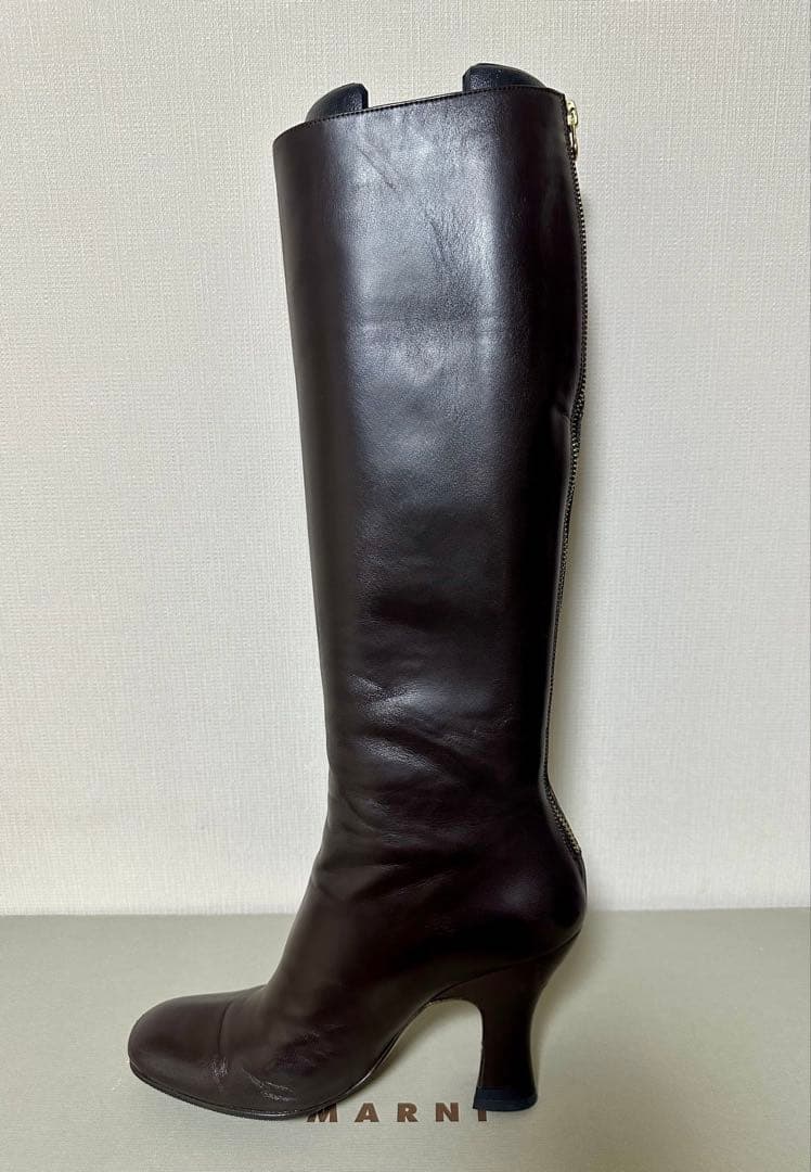 【美品/MARNI】ジップアップロングブーツ 38（24.5〜25cm）