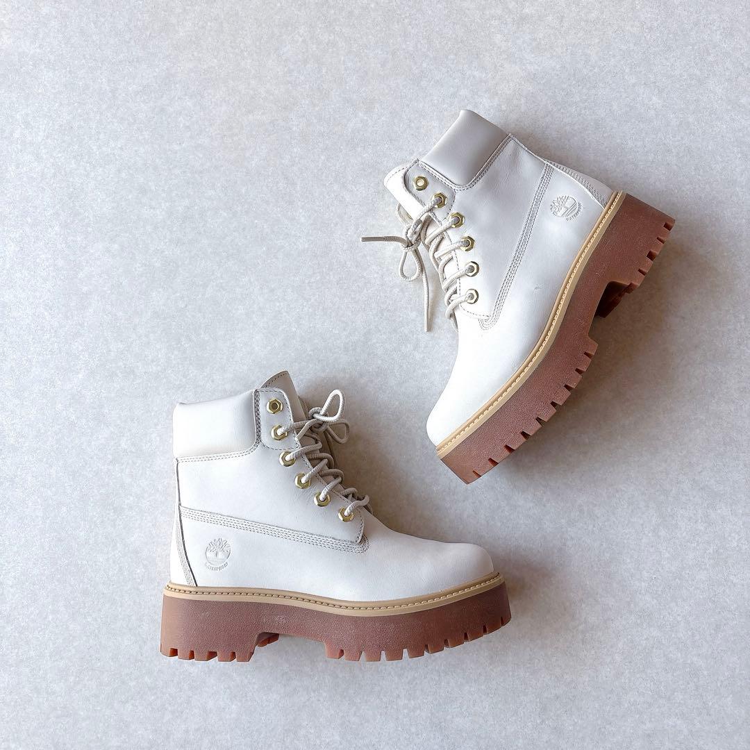 美品★ティンバーランド｜24AW 防水 プラットフォームブーツ 白 24cm