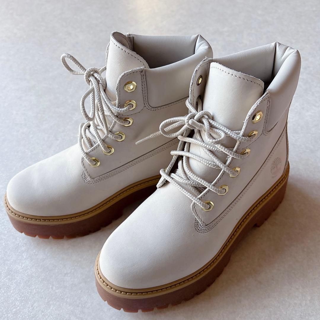 美品★ティンバーランド｜24AW 防水 プラットフォームブーツ 白 24cm
