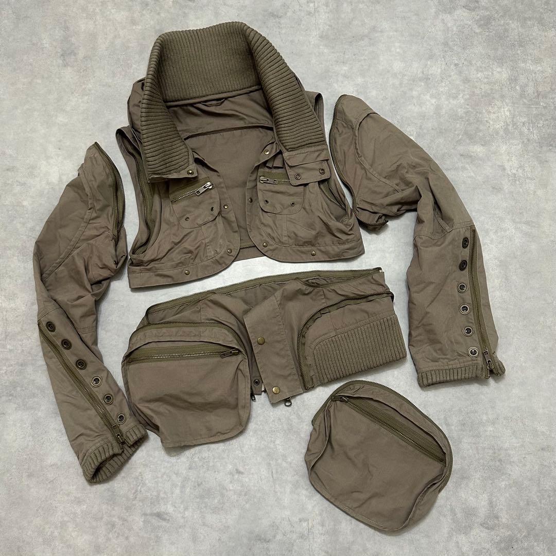 平成ギャルy2k　ファー付き　ミニタリージャケット　フェアリーグランジ　パーカー