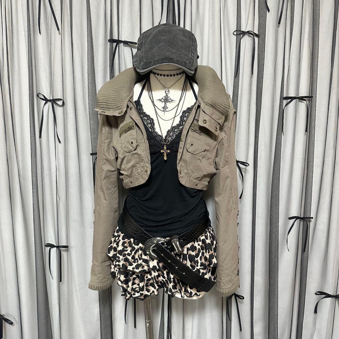 平成ギャルy2k　ファー付き　ミニタリージャケット　フェアリーグランジ　パーカー