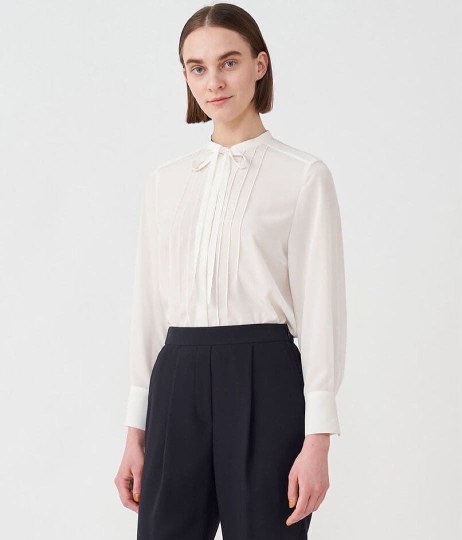 美品 ボールジィ クリアデシン ボウタイブラウス 長袖 ホワイト