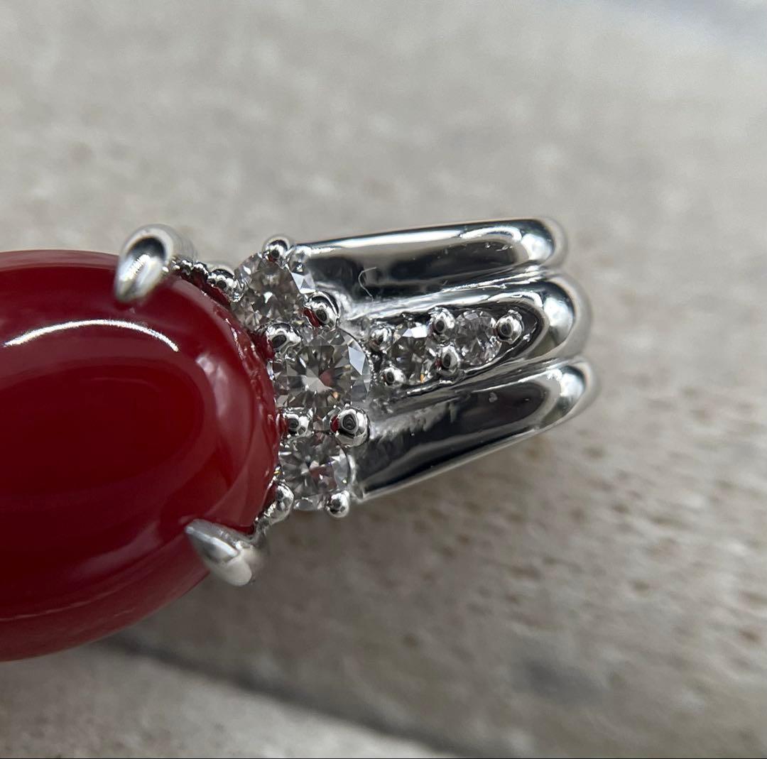 JA102★高級 血赤珊瑚2ct ダイヤ pt950 ペンダントヘッド 鑑別付