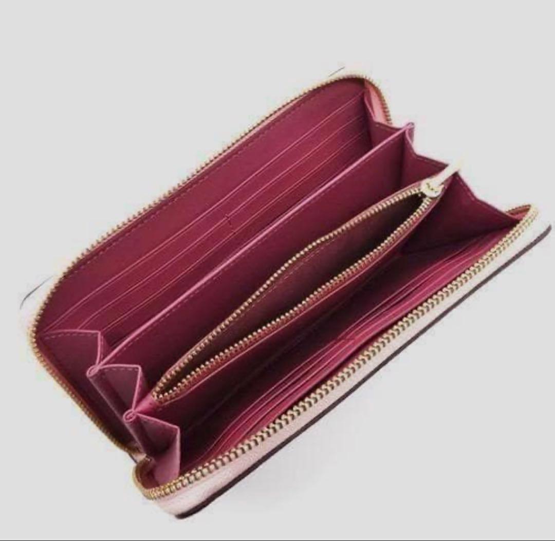 COACH コーチシグネチャー ファスナーリストウォレット長財布/パウダーピンク